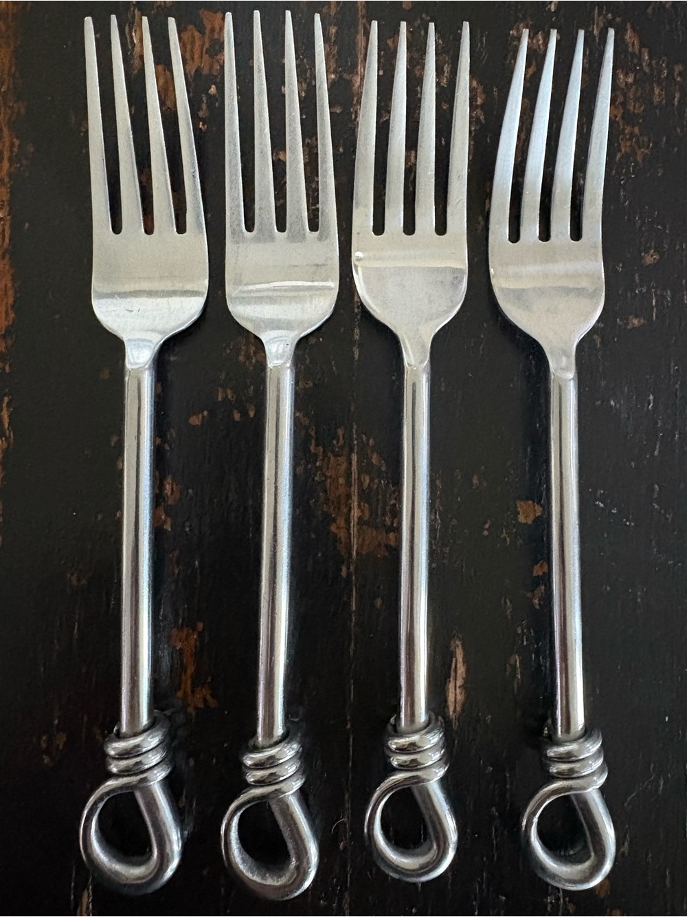 Gibson CUOMO Stainless DINNER FORKS Open Ring Tip 18/8 Glossy Flatware Set of 4